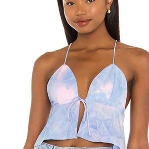 Superdown Isla Strappy Top Size Small Pink and Blue